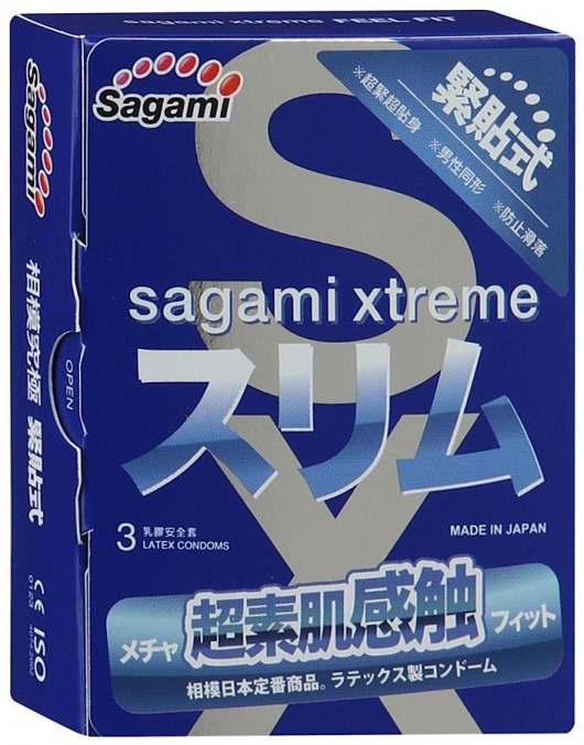 Розовые презервативы Sagami Xtreme FEEL FIT 3D - 3 шт. - Sagami - купить с доставкой в Домодедово