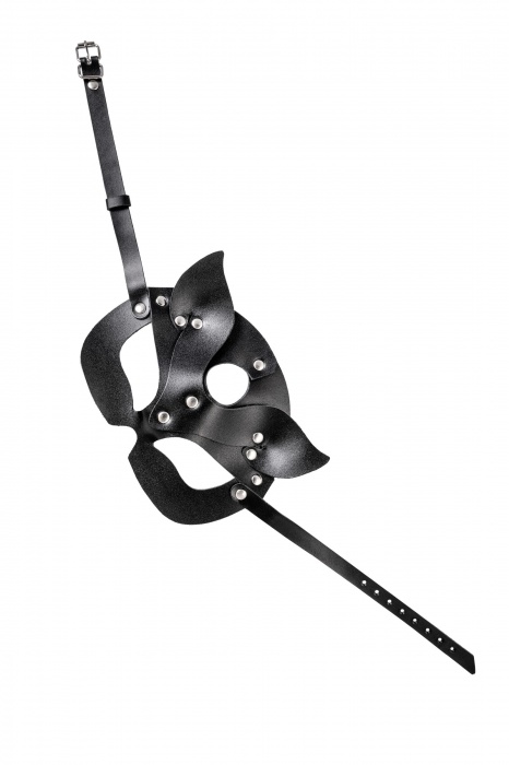 Черная кожаная рельефная маска кошки - Pecado - купить с доставкой в Домодедово