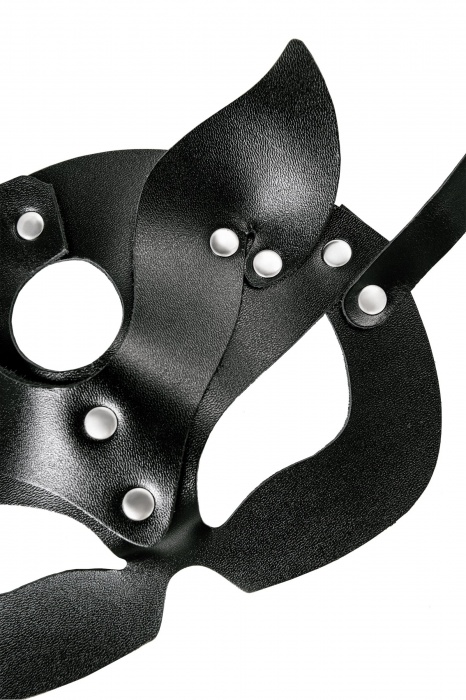 Черная кожаная рельефная маска кошки - Pecado - купить с доставкой в Домодедово