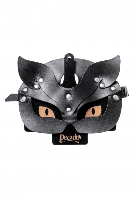 Черная кожаная рельефная маска кошки - Pecado - купить с доставкой в Домодедово