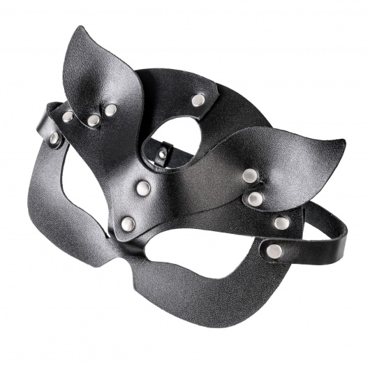 Черная кожаная рельефная маска кошки - Pecado - купить с доставкой в Домодедово