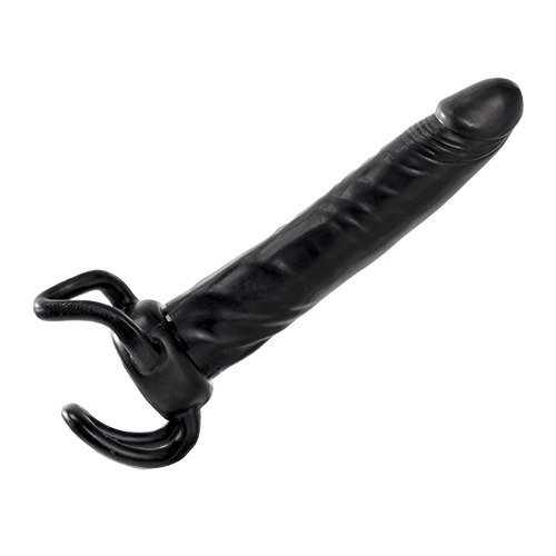 Чёрная насадка-фаллос для двойного проникновения INFLATABLE DILDO SLIM DONG  - 13,5 см. - Toyz4lovers - в Домодедово купить с доставкой