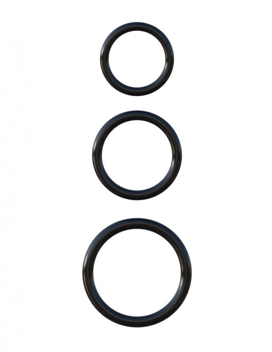 Набор из трех черных эрекционных колец Silicone 3-Ring Stamina Set - Pipedream - в Домодедово купить с доставкой