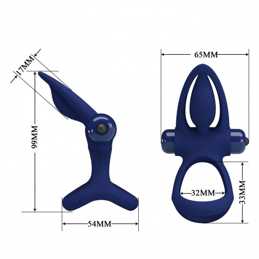 Синее эрекционное кольцо с 10 режимами вибрации и подхватом мошонки - Baile - в Домодедово купить с доставкой