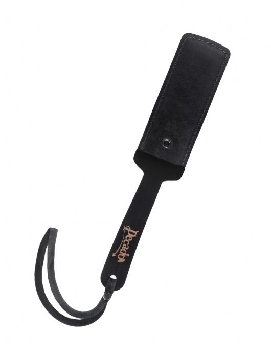 Черный твердый пэддл из натуральной кожи и дерева - 33 см. - Pecado - купить с доставкой в Домодедово