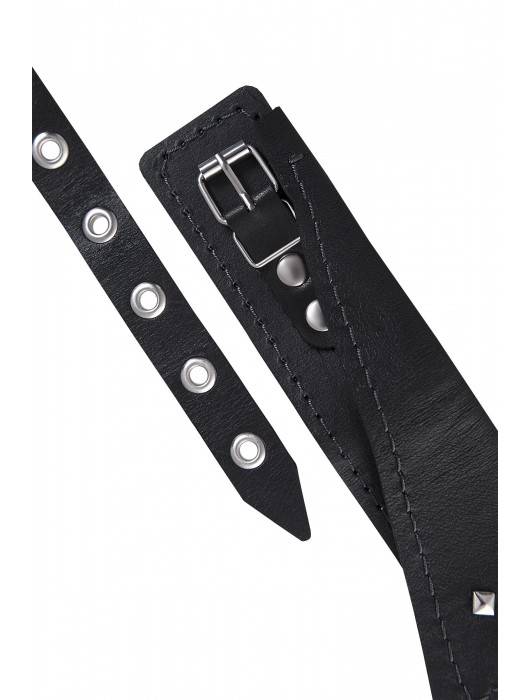 Черный кожаный ошейник-воротник с поводком - Pecado - купить с доставкой в Домодедово