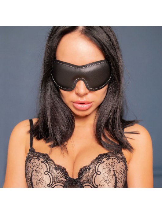 Черная мягкая закрытая маска из натуральной кожи - Crazy Handmade - купить с доставкой в Домодедово