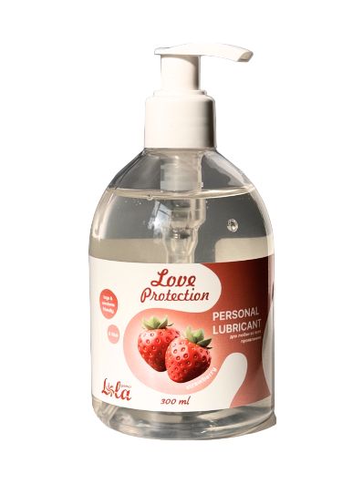 Лубрикант на водной снове Love Protection Strawberry с ароматом клубники - 300 мл. - Lola Games - купить с доставкой в Домодедово