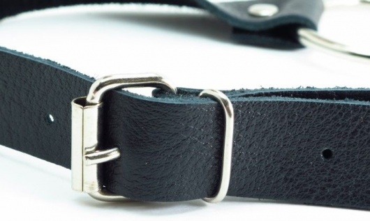 Черный кожаный кляп с кольцом - БДСМ Арсенал - купить с доставкой в Домодедово