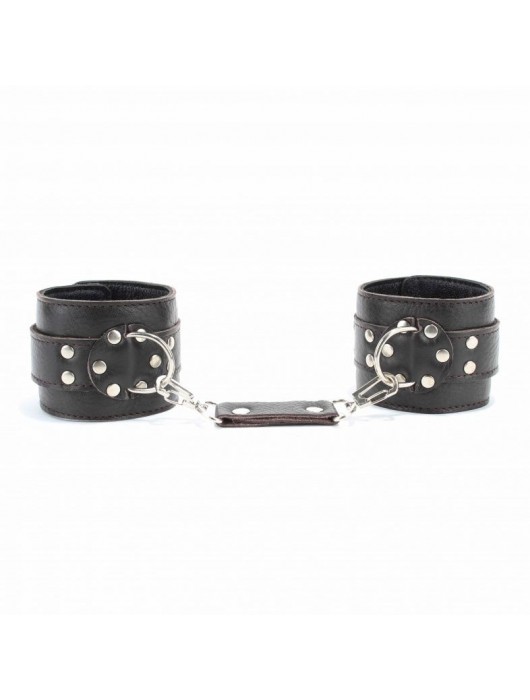 Коричневые оковы из мягкой кожи на металлической цепочке - БДСМ Арсенал - купить с доставкой в Домодедово