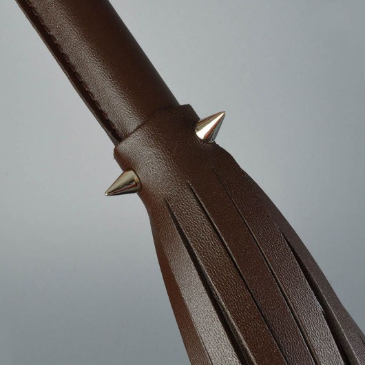 Коричневая кожаная плеть с шипами - 55 см. - Sitabella - купить с доставкой в Домодедово