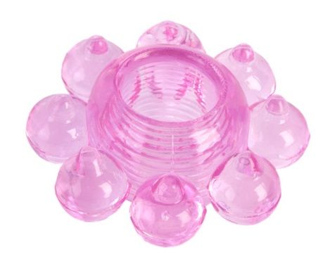 Розовое гелевое эрекционное кольцо-цветок - Toyfa Basic - в Домодедово купить с доставкой