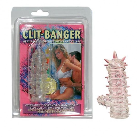 Прозрачная насадка с шипами и клиторальной шишечкой CLIT-BANGER SLEEVE IN CLEAR - Tonga - в Домодедово купить с доставкой