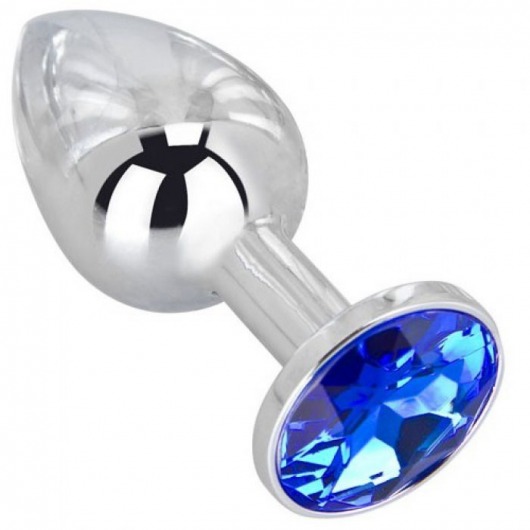 Анальное украшение BUTT PLUG  Small с синим кристаллом - 7 см. - Anal Jewelry Plug - купить с доставкой в Домодедово