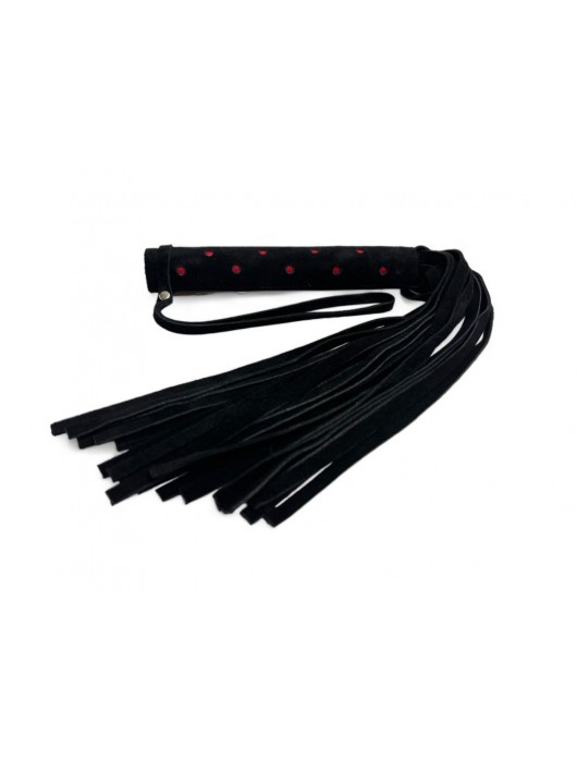 Черная замшевая плеть с красными точками на рукояти Red dot Princess - 43 см. - БДСМ Арсенал - купить с доставкой в Домодедово