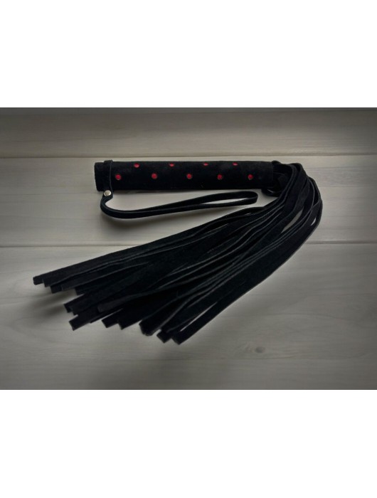 Черная замшевая плеть с красными точками на рукояти Red dot Princess - 43 см. - БДСМ Арсенал - купить с доставкой в Домодедово