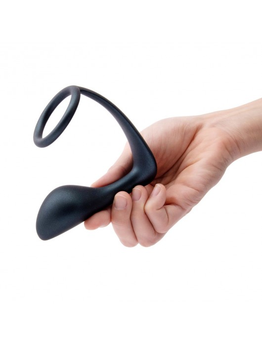 Черное эрекционное кольцо со стимулятором простаты Ringer Cock Ring   Plug - b-Vibe - в Домодедово купить с доставкой