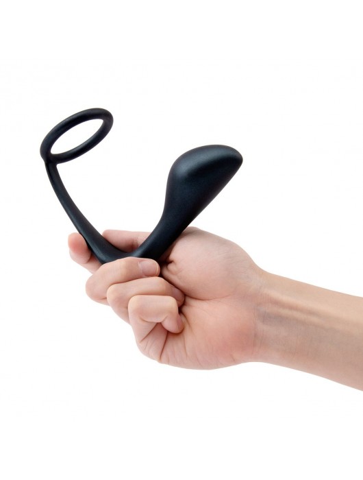 Черное эрекционное кольцо со стимулятором простаты Ringer Cock Ring   Plug - b-Vibe - в Домодедово купить с доставкой