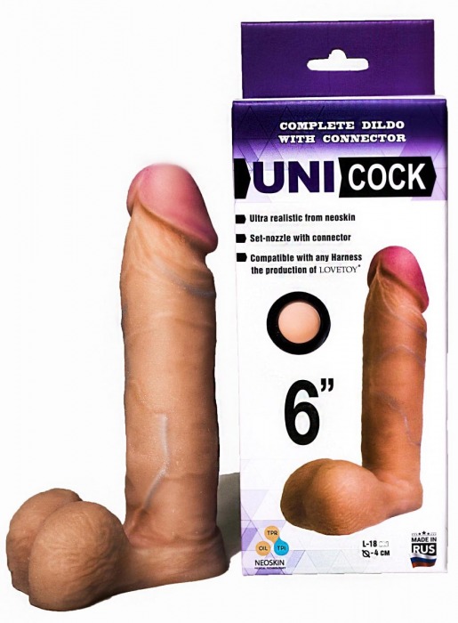 Насадка для страпона фаллической формы UNICOCK 6  - 18 см. - LOVETOY (А-Полимер) - купить с доставкой в Домодедово