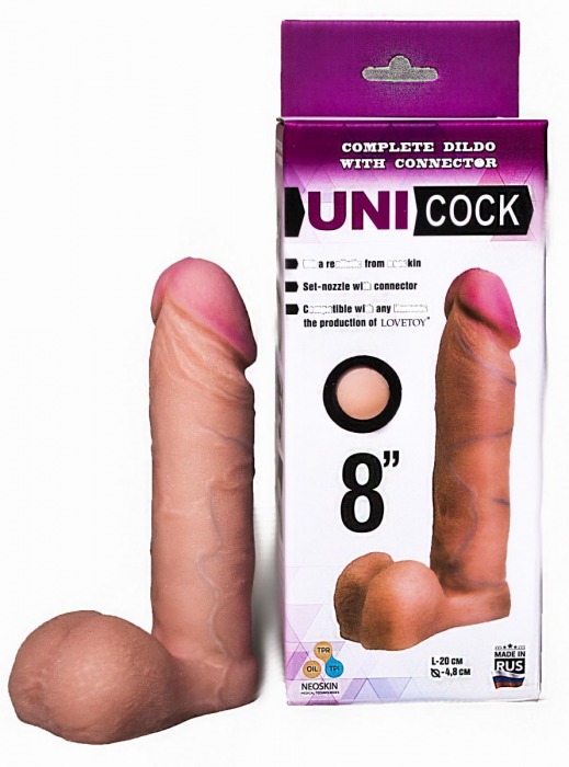 Фаллическая насадка для страпона UNICOCK 8  - 20 см. - LOVETOY (А-Полимер) - купить с доставкой в Домодедово