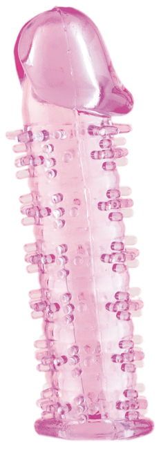 Розовая насадка на пенис с шипами - 12,5 см. - A-toys - в Домодедово купить с доставкой
