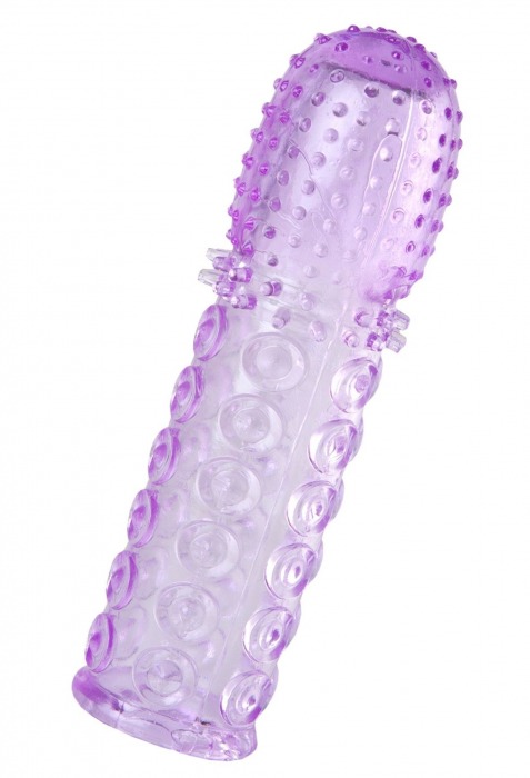Фиолетовая рельефная насадка на пенис - 13,5 см. - A-toys - в Домодедово купить с доставкой