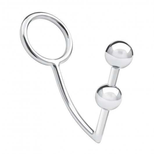 Кольцо на пенис с анальным стимулятором Two Bead Stainless Steel Anal Hook   Cock Ring - BlueLine - в Домодедово купить с доставкой