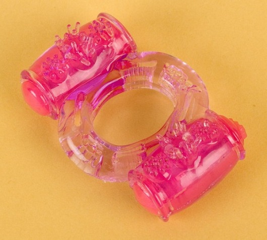 Фиолетовое виброкольцо с двумя вибропульками - Toyfa Basic - в Домодедово купить с доставкой