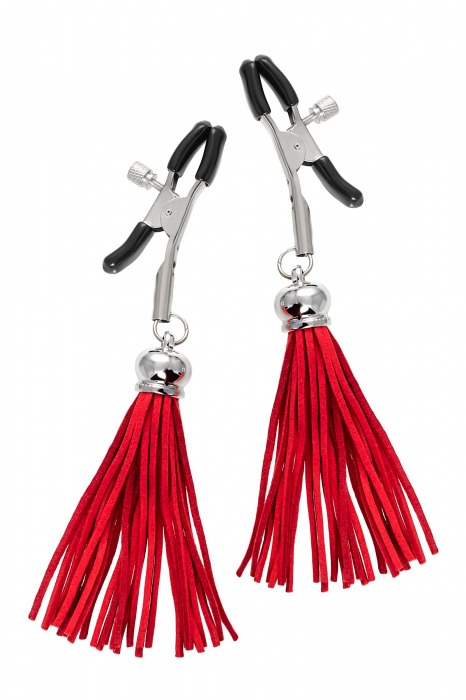 Зажимы на соски «Прищепки» с красными кисточками из замши - Pecado - купить с доставкой в Домодедово