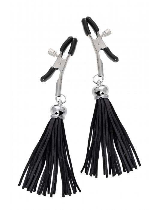 Зажимы на соски «Прищепки» с черными кисточками из замши - Pecado - купить с доставкой в Домодедово