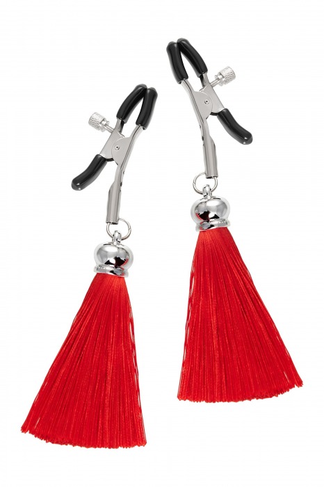 Зажимы на соски «Прищепки» с красными кисточками из шелка - Pecado - купить с доставкой в Домодедово