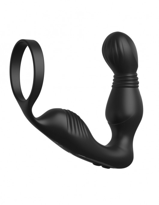 Черный вибростимулятор простаты с эрекционным кольцом Ass-Gasm Pro P-Spot Milker - Pipedream - в Домодедово купить с доставкой