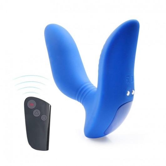 Синий вибромассажер простаты 3,5’’ Remote Control Curve P-spot Massager - 12 см. - Erokay - в Домодедово купить с доставкой
