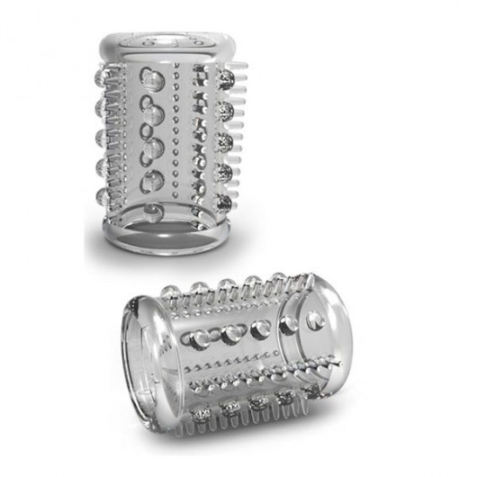 Прозрачная насадка с шипами и шишечками STAY HARD COCK SLEEVE 03 CLEAR - Blush Novelties - в Домодедово купить с доставкой