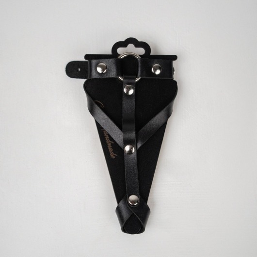 Черный кожаный браслет с кольцом - Crazy Handmade - купить с доставкой в Домодедово