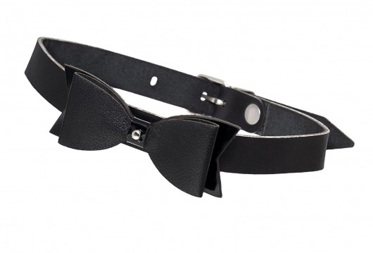 Черный кожаный чокер с бабочкой - Pecado - купить с доставкой в Домодедово