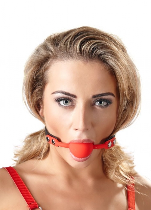 Силиконовый кляп-шар на чёрных ремешках Red Gag silicone - Orion - купить с доставкой в Домодедово