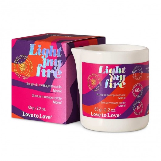 Массажная свеча Light My Fire с ароматом моной - 80 мл. - Love to Love - купить с доставкой в Домодедово