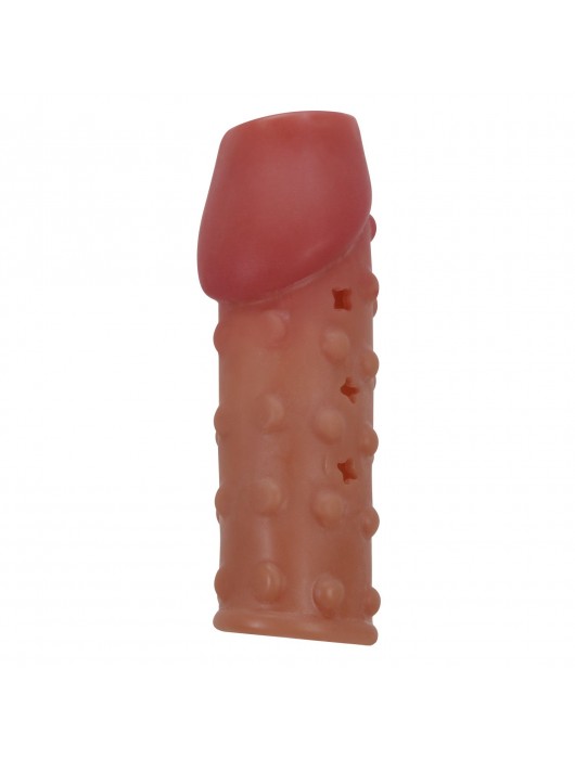 Телесная открытая насадка на пенис с бугорками - 19,8 см. - Baile - в Домодедово купить с доставкой