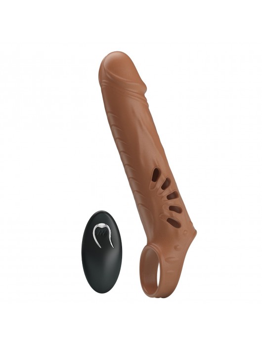 Коричневая вибронасадка с подхватом мошонки и пультом ДУ - Baile - в Домодедово купить с доставкой