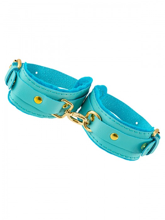 Голубые двуслойные кожаные оковы - Pecado - купить с доставкой в Домодедово