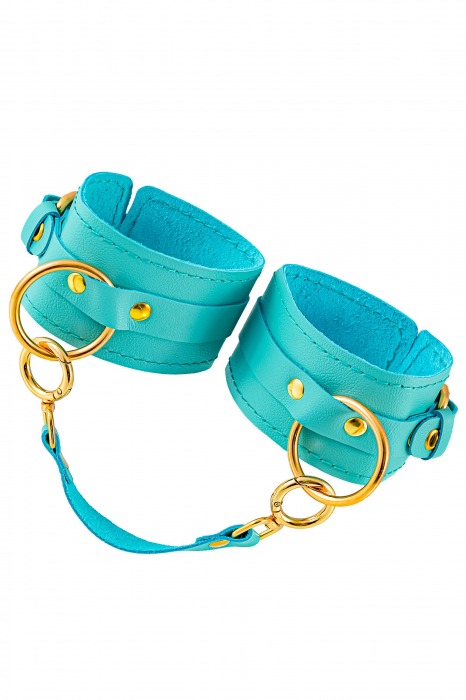 Голубые однослойные кожаные оковы - Pecado - купить с доставкой в Домодедово