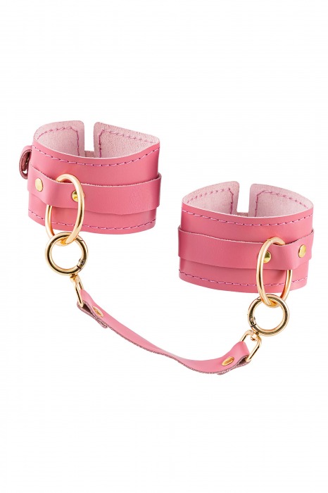 Розовые однослойные кожаные оковы - Pecado - купить с доставкой в Домодедово