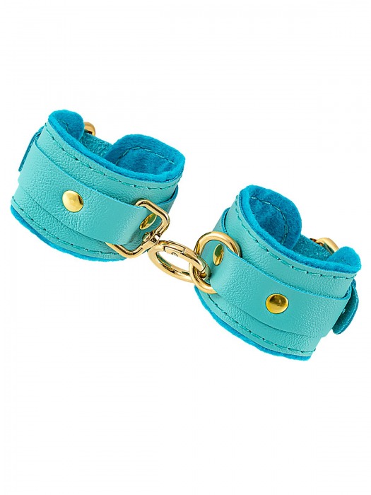 Голубые двуслойные кожаные наручники-браслеты - Pecado - купить с доставкой в Домодедово