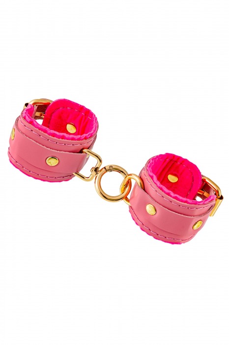 Розовые двуслойные кожаные наручники-браслеты - Pecado - купить с доставкой в Домодедово