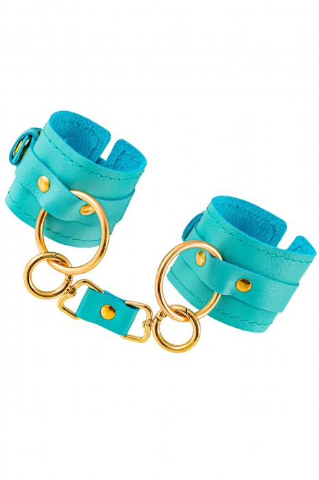 Голубые однослойные кожаные наручники - Pecado - купить с доставкой в Домодедово