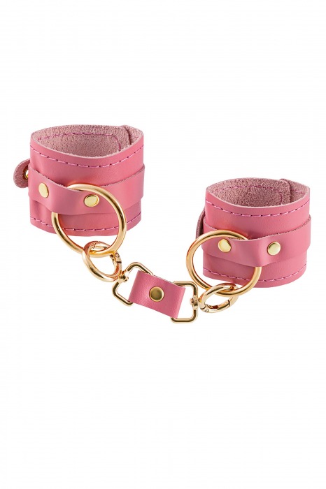 Розовые однослойные кожаные наручники - Pecado - купить с доставкой в Домодедово