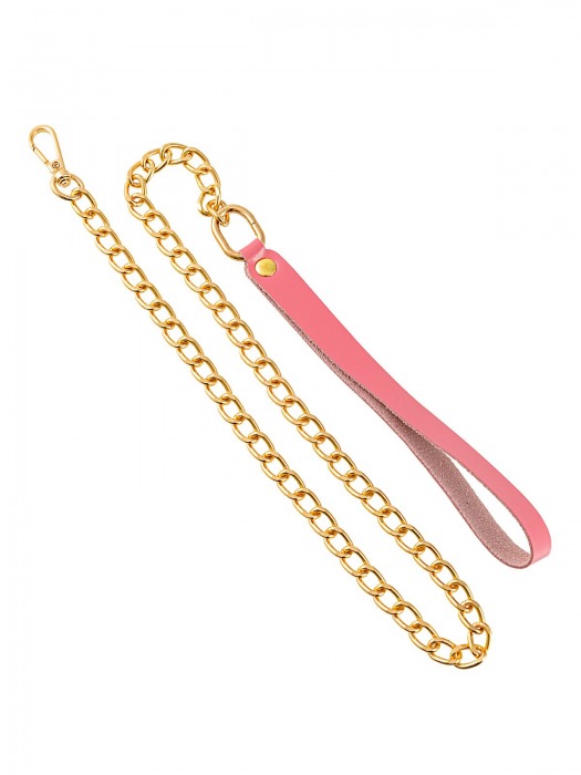 Розовый кожаный поводок с карабином для ошейника - 80 см. - Pecado - купить с доставкой в Домодедово