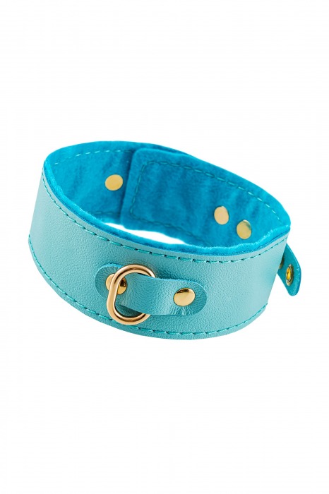 Голубой двуслойный кожаный ошейник с подкладкой из фетра - Pecado - купить с доставкой в Домодедово
