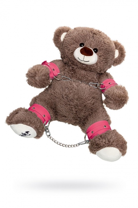 Бондажный набор: бурый мишка с розовыми оковами и наручниками - Pecado - купить с доставкой в Домодедово
